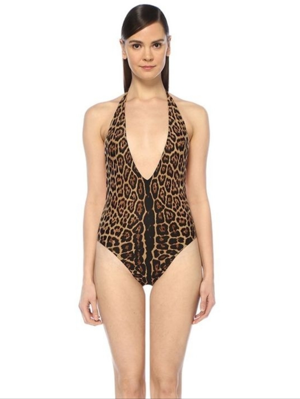 YSL Leopard Print One-Piece Swimsuit S